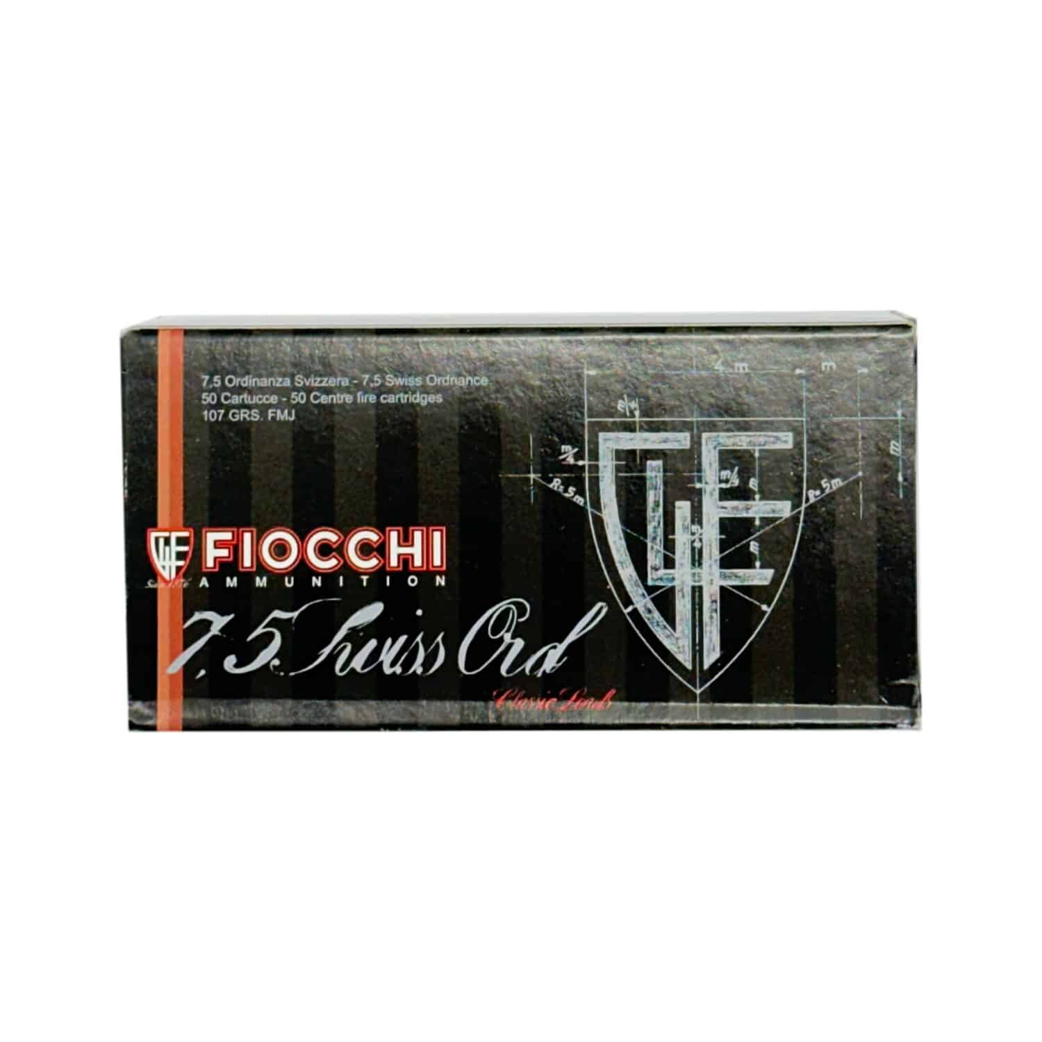 Fiocchi <br><b> 7.5 Ordonnanz Schweiz FMJ | 6.9g | 107gr </b><br> 7.5mm Swiss Ord | 1